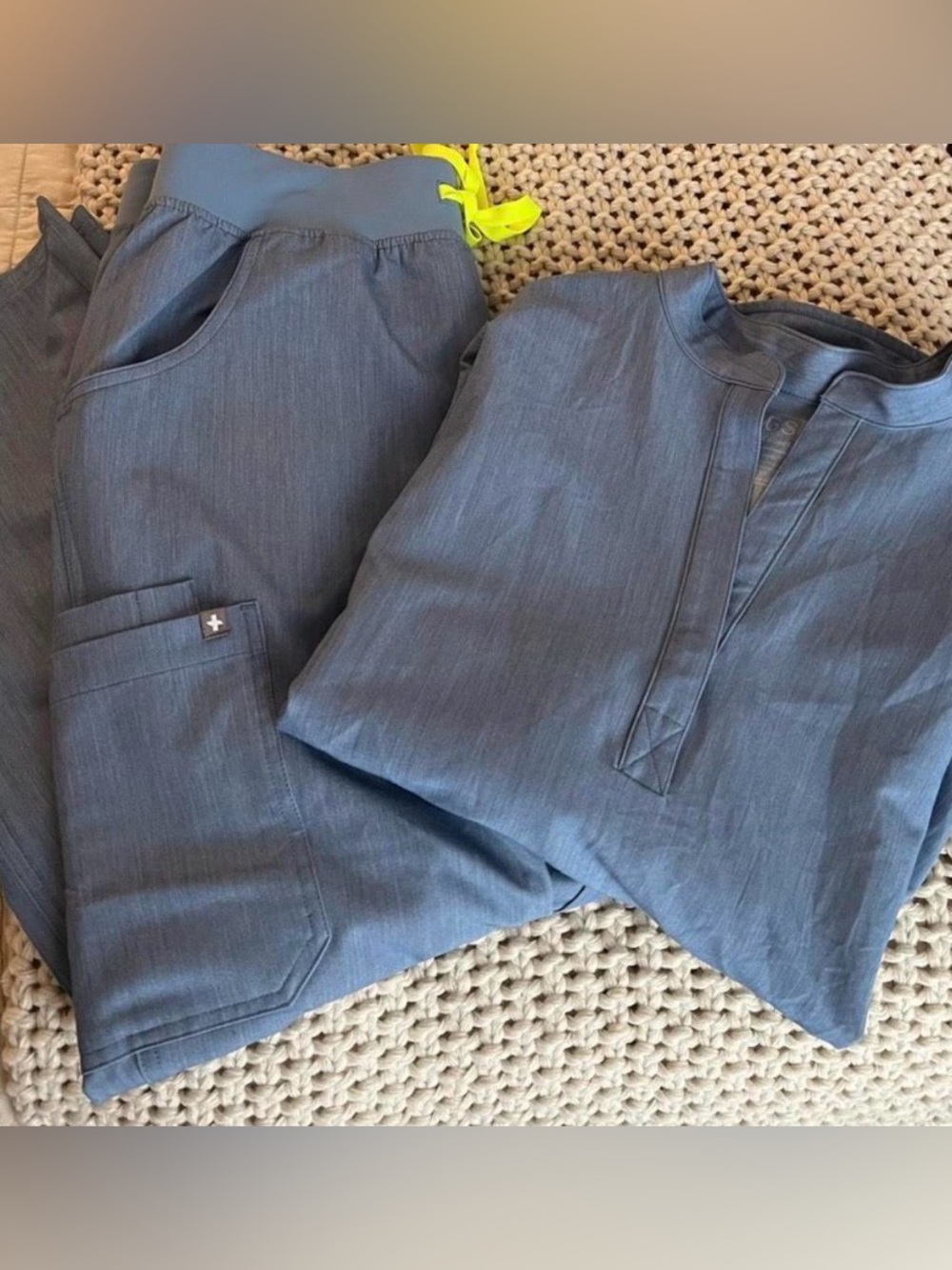 FIGS medium heather indigo scrub set